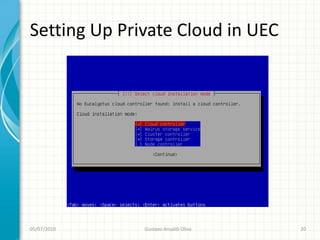 Setting Up Private Cloud in UEC




05/07/2010    Gustavo Ansaldi Oliva   20
 