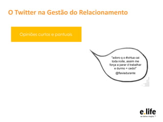 O Twitter na Gestão do Relacionamento

   Opiniões curtas e pontuais
 