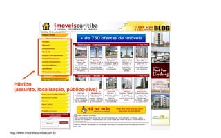 Híbrido
   (assunto, localização, público-alvo)




http://www.imoveiscuritiba.com.br
 