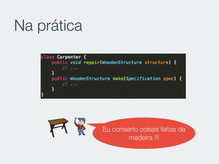 Na prática
Eu conserto coisas feitas de
madeira !!!
 