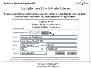 Análise de Ponto de Função - APFContribuição para EE – Entrada Externa
