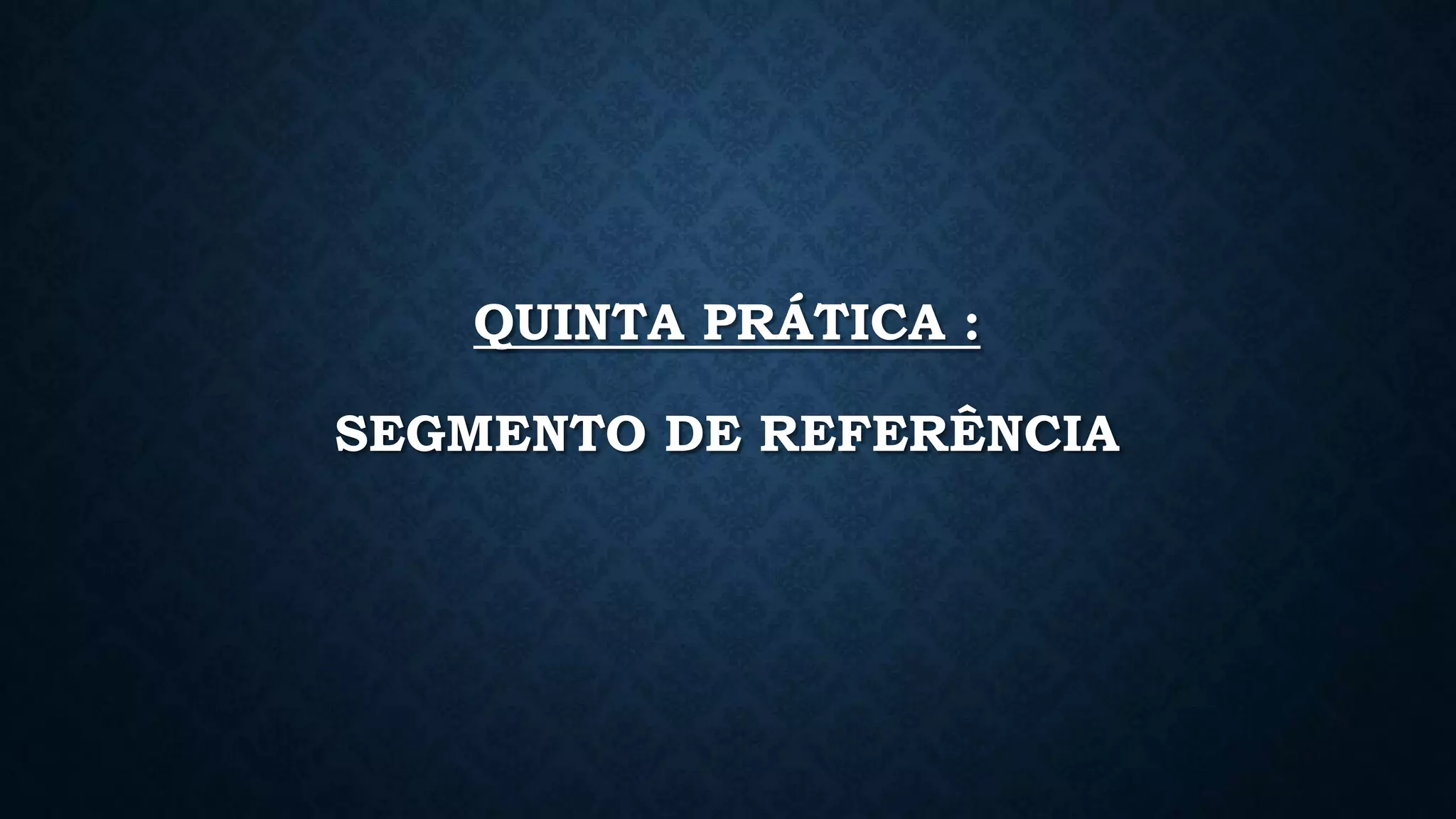 QUINTA PRÁTICA :
SEGMENTO DE REFERÊNCIA
 