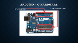 ARDUÍNO – O HARDWARE
Microcontrolador
E/S Digitais
 