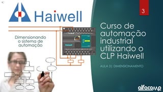 3
Curso de automação utilizando o CLP Haiwell - Aula 3
Curso de
automação
industrial
utilizando o
CLP Haiwell
AULA 3| DIMENSIONAMENTO
Dimensionando
o sistema de
automação
T16SOT
 