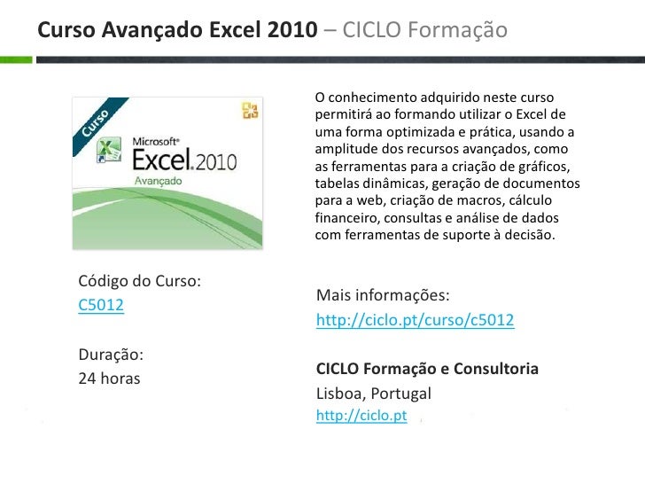 Curso avancado de excel