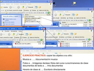 MAL PARA ELMINICREAR NUEVOS FICHEROS
ELIMINAR CARPETAS Y
OJETOS
CURSOR FUERA DE
NOMBRE DE OBJETO:
(NADA SE PONE AZUL DE
CURSOR FUERA DE
SELECCIONADO), Y
NOMBRE DE OBJETO:
BOTON DERECHO
(NADA SE PONE AZUL DE
SELECCIONADO), Y
BOTON DERECHO

PRIMERO OFRECE ESTE
MENU, Y ELIJIENDO
NOS OFRECE ESTE MENU
NUEVO….
QUE NO TIENE LA OPCION
DE “ELIMINAR”
OFRECE ESTE SEGUNDO
MENU

 