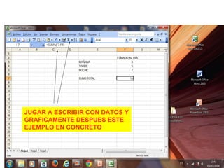 JUGAR A ESCRIBIR CON DATOS Y
GRAFICAMENTE DESPUES ESTE
EJEMPLO EN CONCRETO
 