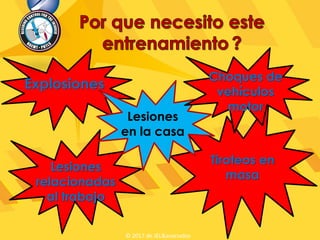 Explosiones
Lesiones
relacionadas
al trabajo
Tiroteos en
masa
Lesiones
en la casa
Choques de
vehículos
motor
© 2017 de JEL&asociados
 
