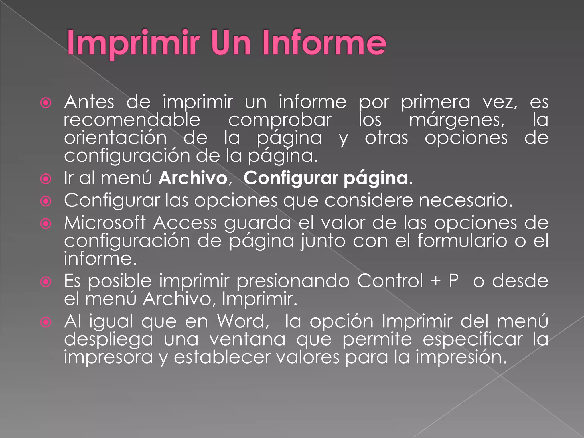 Partes del formularioEl formulario tiene un encabezado que es común para todos los registros.Tiene un detalle donde se muestran los datos de cada registro.Tiene por último un pie, también común para todos los registros.Disponemos además de una serie de controles específicos como las barras de desplazamiento, los botones de selección o los separadores de registro que nos permiten usar de manera eficaz el formulario.