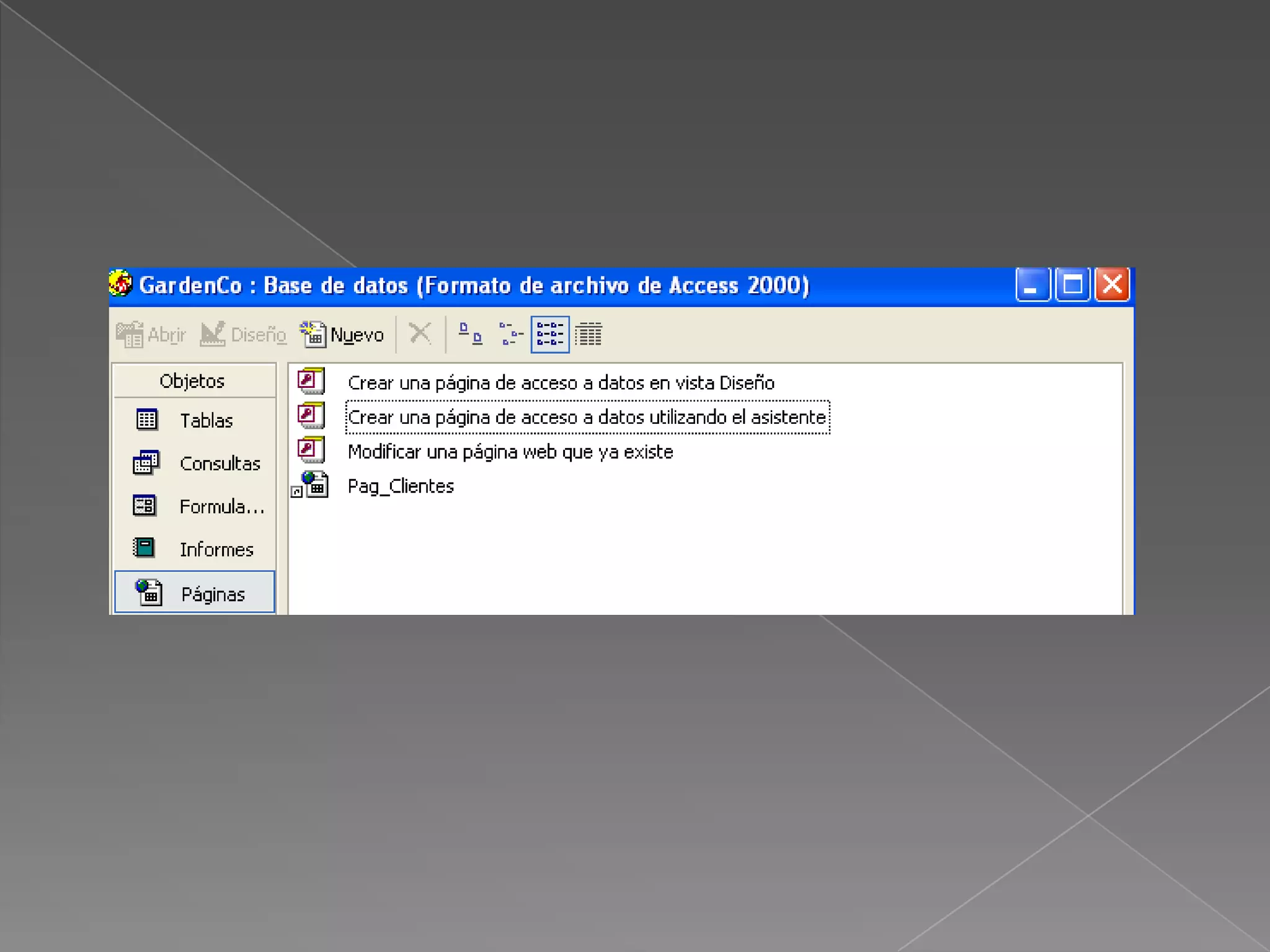 Como Crear Un Informe En la ventana de base de datos elegimos el objeto Informes.