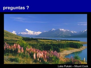 preguntas ?
Lake Pukaki – Mount Cook
 