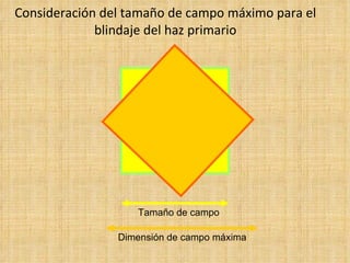 Consideración del tamaño de campo máximo para el blindaje del haz primario Tamaño de campo Dimensión de campo máxima 