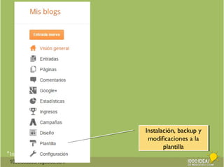 *Imágenes: GFC AprendeLibre 
1000ideasdeNegocios.com 
Instalación, backup y 
modificaciones a la 
Instalación, backup y 
modificaciones a la 
plantilla 
plantilla 
 