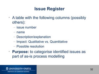 Process System Issue Register Introduction to Business Process Analysis and Redesign | PPT