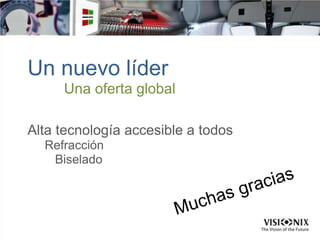 Un nuevo líder
Una oferta global
Alta tecnología accesible a todos
Refracción
Biselado
 