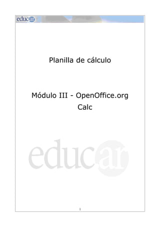 Planilla de cálculo




Módulo III - OpenOffice.org
            Calc




             1
 
