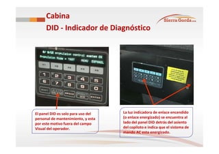 Cabina
DID - Indicador de Diagnóstico
El panel DID es solo para uso del
personal de mantenimiento, y esta
por este motivo ...