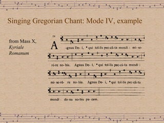 Singing Gregorian Chant: Mode IV, example from Mass X,  Kyriale Romanum 