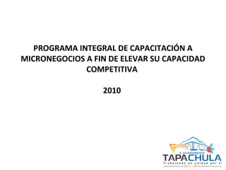 PROGRAMA INTEGRAL DE CAPACITACIÓN A MICRONEGOCIOS A FIN DE ELEVAR SU CAPACIDAD COMPETITIVA  2010  