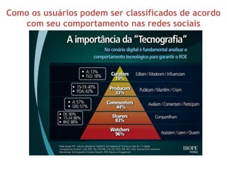 Como os usuários podem ser classificados de acordo
com seu comportamento nas redes sociais
 
