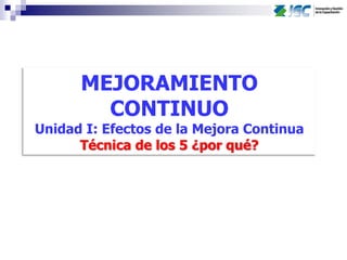 MEJORAMIENTO
CONTINUO
Unidad I: Efectos de la Mejora Continua
Técnica de los 5 ¿por qué?
 