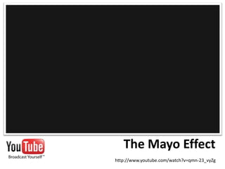 The Mayo Effecthttp://www.youtube.com/watch?v=qmn-23_vyZg