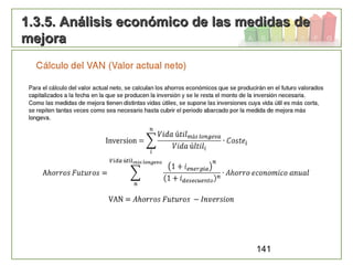 141
1.3.5. Análisis económico de las medidas de1.3.5. Análisis económico de las medidas de
mejoramejora
 