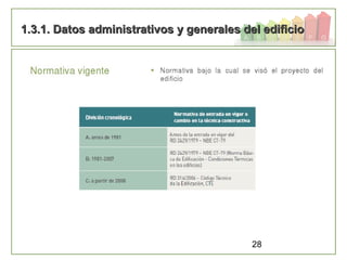28
1.3.1. Datos administrativos y generales del edificio1.3.1. Datos administrativos y generales del edificio
 