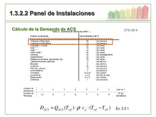 82
1.3.2.2 Panel de Instalaciones1.3.2.2 Panel de Instalaciones
Cálculo de la Demanda de ACS
 