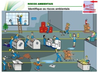 RISCOS AMBIENTAIS
RISCOS AMBIENTAIS
Identifique os riscos ambientais
 
