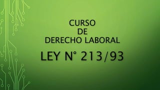 CURSO
DE
DERECHO LABORAL
LEY N° 213/93
 