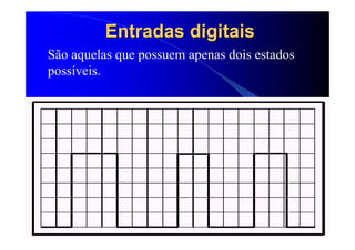 37
Entradas digitaisEntradas digitais
São aquelas que possuem apenas dois estados
possíveis.
 