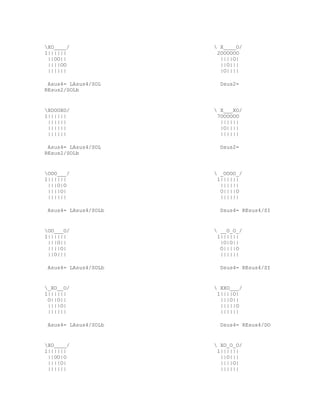XO____/               X____O/
1||||||                2OOOOOO
 ||OO||                 ||||O|
 ||||OO                 ||O|||
 ||||||                 |O||||

 Asus4= LAsus4/SOL      Dsus2=
REsus2/SOLb


XOOOXO/               X___XO/
1||||||                7OOOOOO
 ||||||                 ||||||
 ||||||                 |O||||
 ||||||                 ||||||

 Asus4= LAsus4/SOL      Dsus2=
REsus2/SOLb


OOO___/               _OOOO_/
1||||||                1||||||
 |||O|O                 ||||||
 ||||O|                 O||||O
 ||||||                 ||||||

 Asus4= LAsus4/SOLb     Dsus4= REsus4/SI


OO___O/               __O_O_/
1||||||                1||||||
 |||O||                 |O|O||
 ||||O|                 O||||O
 ||O|||                 ||||||

 Asus4= LAsus4/SOLb     Dsus4= REsus4/SI


_XO__O/               XXO___/
1||||||                1||||O|
 O||O||                 |||O||
 ||||O|                 |||||O
 ||||||                 ||||||

 Asus4= LAsus4/SOLb     Dsus4= REsus4/DO


XO____/               XO_O_O/
1||||||                1||||||
 ||OO|O                 ||O|||
 ||||O|                 ||||O|
 ||||||                 ||||||
 