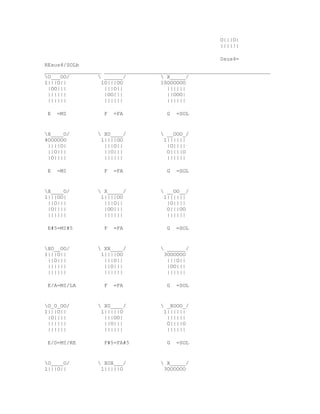 O|||O|
                                                       ||||||

                                                        Dsus4=
REsus4/SOLb
__________________ _____________________________________________________
O___OO/          ______/            X_____/
1|||O||           1O|||OO            10OOOOOO
 |OO|||            |||O||              ||||||
 ||||||            |OO|||              ||OOO|
 ||||||            ||||||              ||||||

 E   =MI          F   =FA             G   =SOL


X____O/         XO____/            __OOO_/
4OOOOOO          1||||OO             1||||||
 ||||O|           |||O||              |O||||
 ||O|||           ||O|||              O||||O
 |O||||           ||||||              ||||||

 E   =MI          F   =FA             G   =SOL


X____O/         X_____/            __OO__/
1|||OO|          1||||OO             1||||||
 ||O|||           |||O||              |O||||
 |O||||           |OO|||              O|||OO
 ||||||           ||||||              ||||||

 E#5=MI#5         F   =FA             G   =SOL


XO__OO/         XX____/            ______/
1|||O||          1||||OO             3OOOOOO
 ||O|||           |||O||              |||O||
 ||||||           ||O|||              |OO|||
 ||||||           ||||||              ||||||

 E/A=MI/LA        F   =FA             G   =SOL


O_O_OO/         XO____/            _XOOO_/
1|||O||          1|||||O             1||||||
 |O||||           |||OO|              ||||||
 ||||||           ||O|||              O||||O
 ||||||           ||||||              ||||||

 E/D=MI/RE        F#5=FA#5            G   =SOL


O____O/         XOX___/            X_____/
1|||O||          1|||||O             3OOOOOO
 