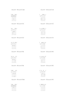 Esus4= MIsus4/LAb     Gsus4= SOLsus4/LA


OO__OO/              __OOO_/
5OOOOOO               1||||||
 ||||||                ||||||
 ||O|||                OO|||O
 ||||||                ||||||

 Esus4= MIsus4/DO      Gsus4= SOLsus4/SI


X___OO/              X_OOO_/
1||||||               1||||||
 ||OO||                ||||||
 |O||||                |O|||O
 ||||||                ||||||

 Esus4= MIsus4/DO      Gsus4= SOLsus4/SI


O_O_OO/              _XOO_O/
1||||||               1||||O|
 |O|O||                ||||||
 ||||||                O|||||
 ||||||                ||||||

 Esus4= MIsus4/RE      Gsus4= SOLsus4/MI


X_O__O/              X_OO_O/
1||||||               1||||O|
 |O|O||                ||||||
 ||||O|                |O||||
 ||||||                ||||||

 Esus4= MIsus4/RE      Gsus4= SOLsus4/MI


OO___O/              X__O__/
1||||||               1||||||
 ||O|O|                ||O|||
 ||||||                |O||OO
 |||O||                ||||||

 Esus4= MIsus4/REb     Gsus4= SOLsus4/MI


XO__OO/              XXOO_O/
6OOOOOO               1||||O|
 ||O|||                ||||||
 ||||||                ||||||
 ||||||                ||||||
 