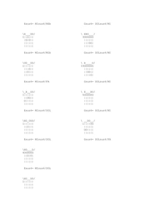 Esus4= MIsus4/REb     Gsus4= SOLsus4/MI


X___OO/              XXO___/
1||O|||               3OOOOOO
 |O|O||                ||||||
 ||||||                |||OO|
 ||||||                ||||||

 Esus4= MIsus4/MIb     Gsus4= SOLsus4/MI


OO__OO/              X____O/
1||||||              10OOOOOO
 |||O||                ||||||
 ||O|||                ||OO||
 ||||||                ||||O|

 Esus4= MIsus4/FA      Gsus4= SOLsus4/MI


_X__OO/              X___XO/
1||||||               5OOOOOO
 ||OO||                ||||||
 O|||||                ||||||
 ||||||                ||||||

 Esus4= MIsus4/SOL     Gsus4= SOLsus4/MI


XO_OOO/              __OO__/
1||||||               1||||OO
 ||O|||                ||||||
 ||||||                OO||||
 ||||||                ||||||

 Esus4= MIsus4/SOL     Gsus4= SOLsus4/FA


XO___O/
4OOOOOO
 ||O|O|
 ||||||
 ||||||

 Esus4= MIsus4/SOL


XO__OO/
1||||||
 ||||||
 ||||||
 