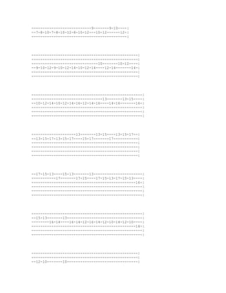 ---------------------------9-------9-10----|
--7-8-10-7-8-10-12-8-10-12---10-12------12-|
-------------------------------------------|




------------------------------------------------|
------------------------------------------------|
------------------------------10-------10-12----|
--9-10-12-9-10-12-14-10-12-14----12-14-------14-|
------------------------------------------------|
------------------------------------------------|




--------------------------------------------------|
--------------------------------13-------13-15----|
--10-12-14-10-12-14-16-12-14-16----14-16-------16-|
--------------------------------------------------|
--------------------------------------------------|
--------------------------------------------------|




--------------------13-------13-15----13-15-17--|
--13-15-17-13-15-17----15-17-------17-----------|
------------------------------------------------|
------------------------------------------------|
------------------------------------------------|
------------------------------------------------|




--17-15-13----15-13-------13----------------------|
-----------17-------17-15----17-15-13-17-15-13----|
-----------------------------------------------16-|
--------------------------------------------------|
--------------------------------------------------|
--------------------------------------------------|




--------------------------------------------------|
--15-13-------13----------------------------------|
--------16-14----16-14-12-16-14-12-10-14-12-10----|
-----------------------------------------------14-|
--------------------------------------------------|
--------------------------------------------------|




------------------------------------------------|
------------------------------------------------|
--12-10-------10--------------------------------|
 