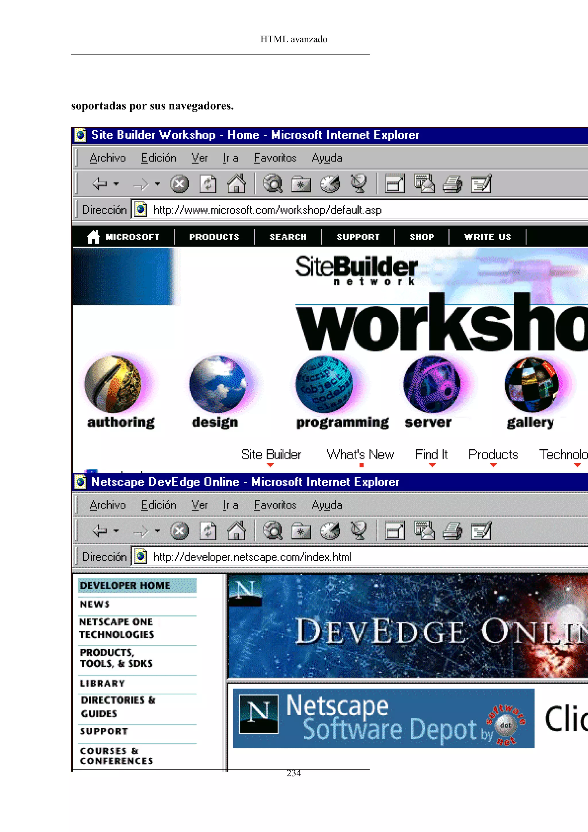 HTML avanzado
soportadas por sus navegadores.
234
 