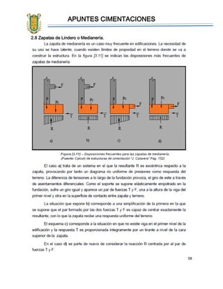 APUNTES CIMENTACIONES
58
2.8 Zapatas de Lindero o Medianería.
 