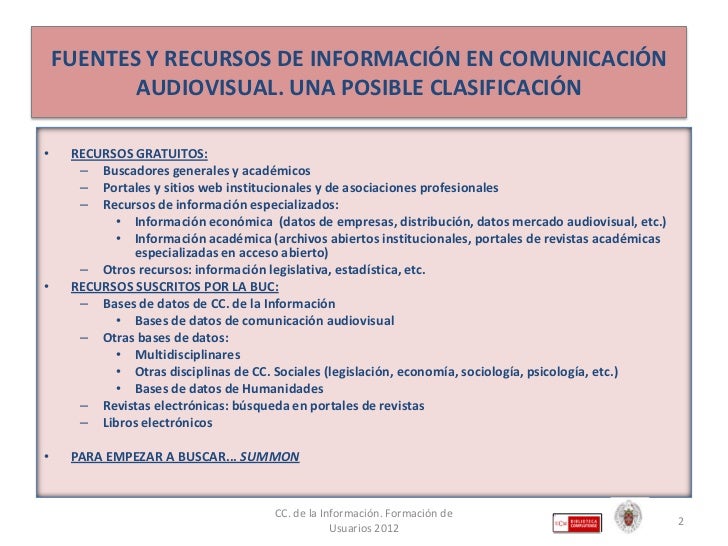 Fuentes de información para comunicación audiovisual en la Universida…