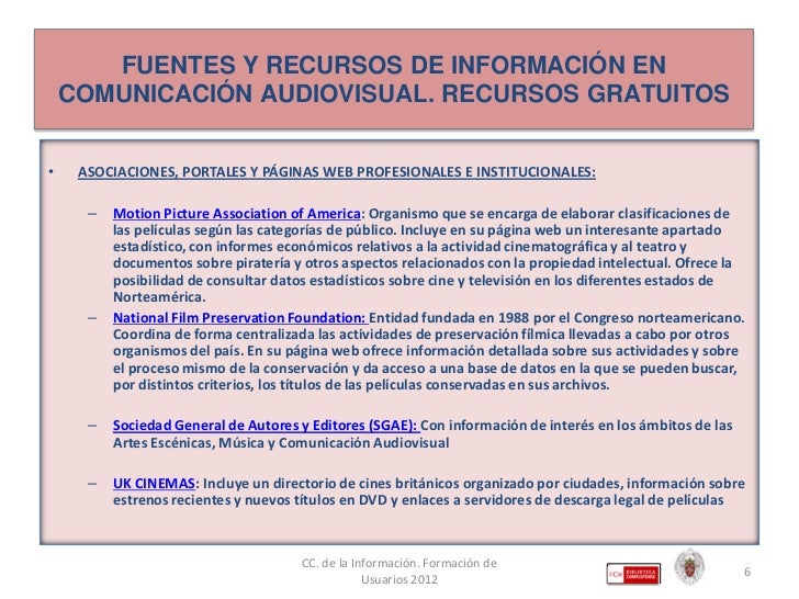 Fuentes de información para comunicación audiovisual en la Universida…