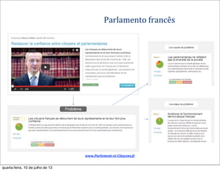 www.Parlement-­‐et-­‐Citoyens.fr	
  
Parlamento	
  francês
quarta-feira, 10 de julho de 13
 