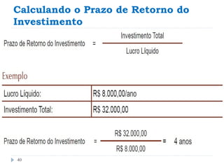 Calculando o Prazo de Retorno do
Investimento




40
 