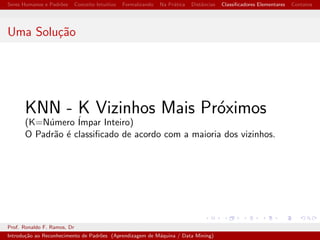 nir os atributos de um objeto? 
Prof. Ronaldo F. Ramos, Dr 
Introduc~ao ao Reconhecimento de Padr~oes (Aprendizagem de Maquina / Data Mining) 
 
