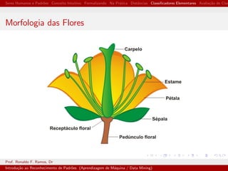Seres Humanos e Padr˜oes Conceito Intuitivo Formalizando Na Pr´atica Distˆancias Classiﬁcadores Elementares Avalia¸c˜ao de Clas
Morfologia das Flores
Prof. Ronaldo F. Ramos, Dr
Introdu¸c˜ao ao Reconhecimento de Padr˜oes (Aprendizagem de M´aquina / Data Mining)
 