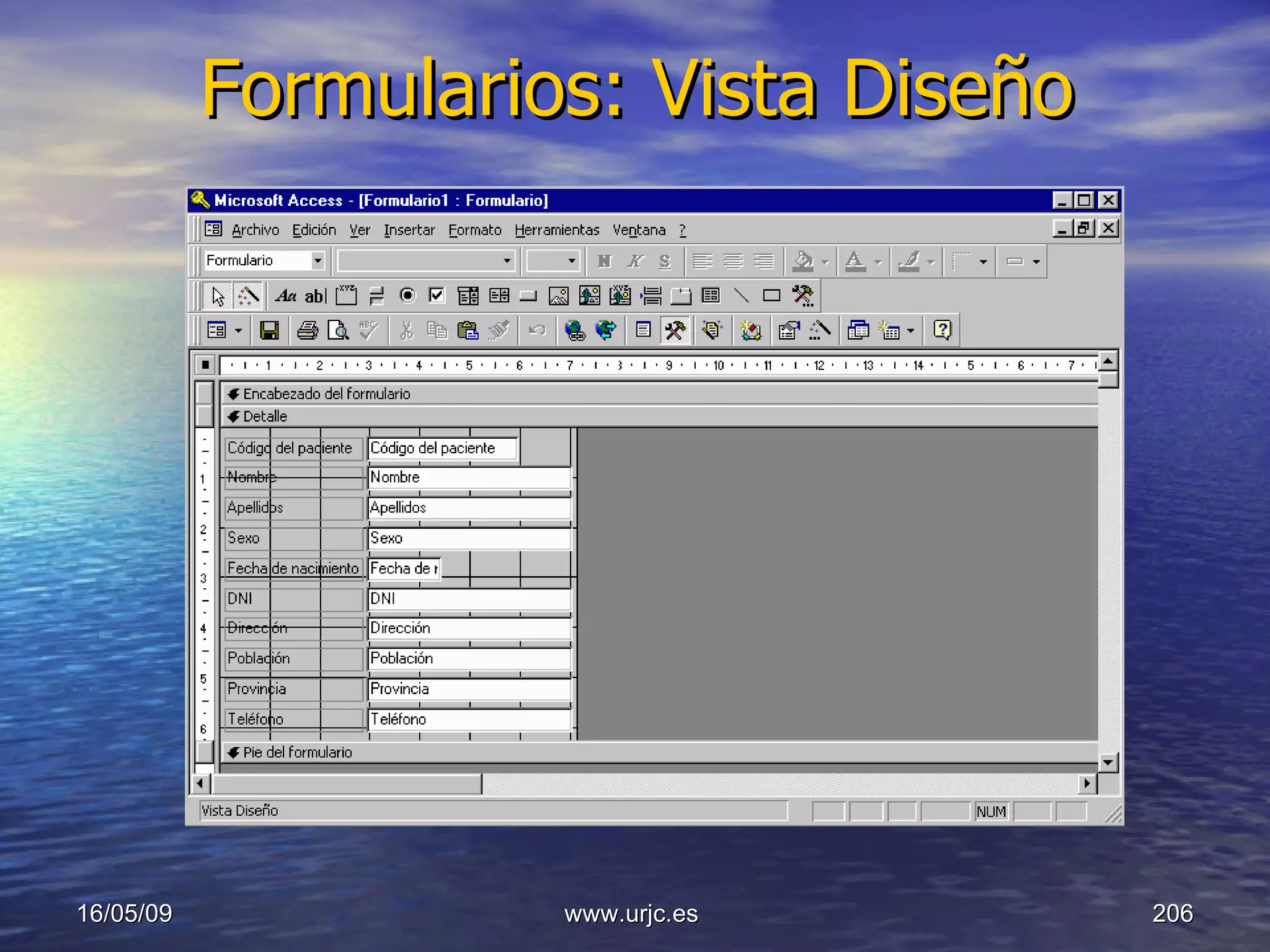 Formularios: Vista Diseño 10/06/09 www.urjc.es  