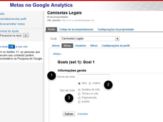Metas no Google Analytics




                1

                            2


                       3
 