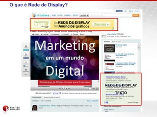 O que é Rede de Display?


                    REDE DE DISPLAY
                    Anúncios gráficos




                                        REDE DE DISPLAY

                                            TEXTO
 