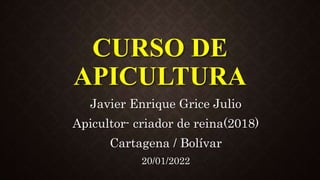 CURSO DE
APICULTURA
Javier Enrique Grice Julio
Apicultor- criador de reina(2018)
Cartagena / Bolívar
20/01/2022
 