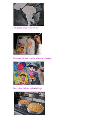 Así quede, dejo secar un día
Pinto con pintura vegetal, disuelta con agua
Por ultimo delineo todo el dibujo
 